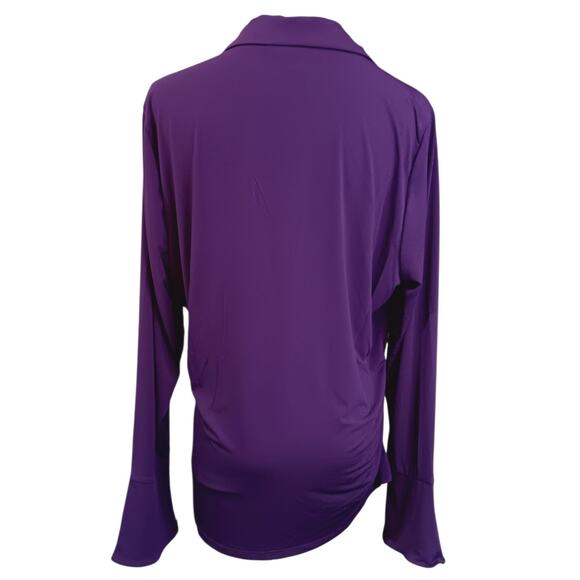 NEW‎ ELOQUII Draped Faux Wrap Top Blouse 14/16 XL Stretch Purple Career Event - Picture 5 of 11